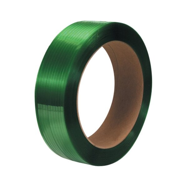 Partners Brand Polyester Strapping, Smooth, 16" x 6" Core, 5/8" x 3600', Green, 1/Coil PS5830G - main